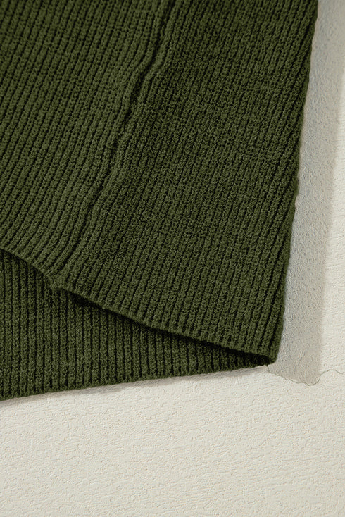 Lightweight Ribbed Knit Button Front V Neck Cardigan